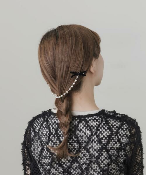 SMELLY / スメリー カチューシャ・カチューム・その他 | ベロアリボンパールチェーンヘアピン | 詳細3