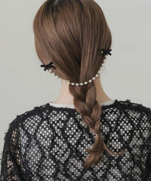 SMELLY / スメリー カチューシャ・カチューム・その他 | ベロアリボンパールチェーンヘアピン | 詳細4