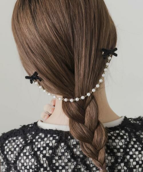 SMELLY / スメリー カチューシャ・カチューム・その他 | ベロアリボンパールチェーンヘアピン | 詳細6
