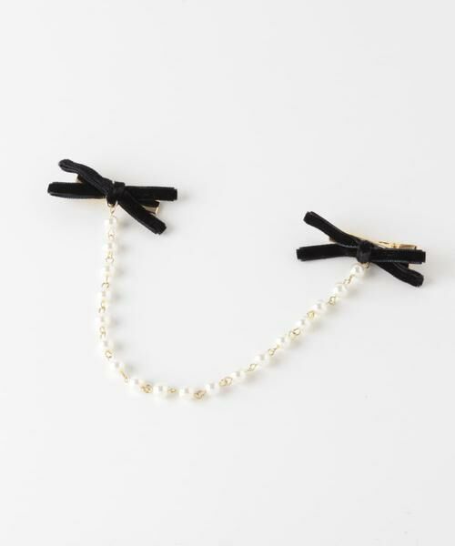 SMELLY / スメリー カチューシャ・カチューム・その他 | ベロアリボンパールチェーンヘアピン | 詳細7