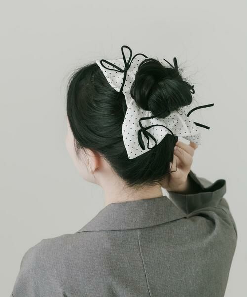 SMELLY / スメリー ヘアゴム・シュシュ | ベロアリボンドットスクエアシュシュ | 詳細2