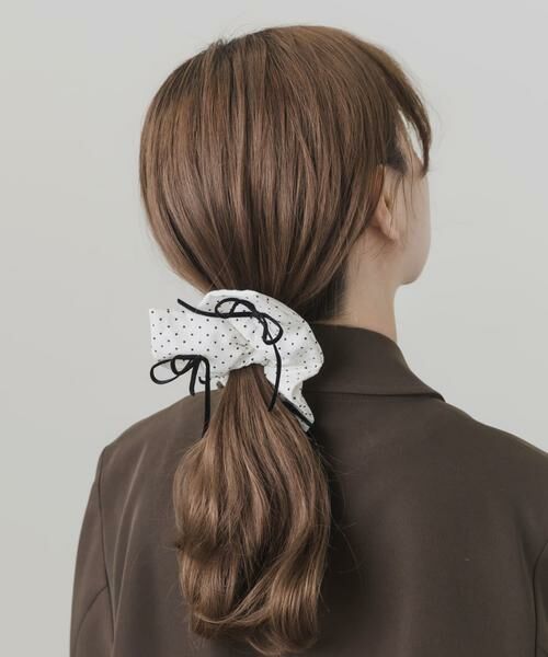SMELLY / スメリー ヘアゴム・シュシュ | ベロアリボンドットスクエアシュシュ | 詳細4
