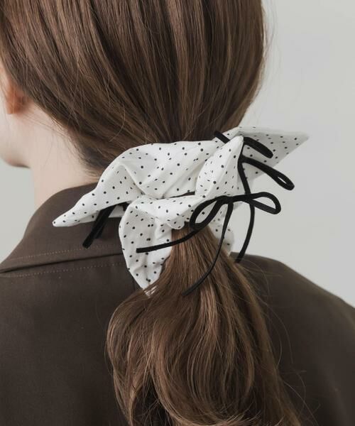 SMELLY / スメリー ヘアゴム・シュシュ | ベロアリボンドットスクエアシュシュ | 詳細6