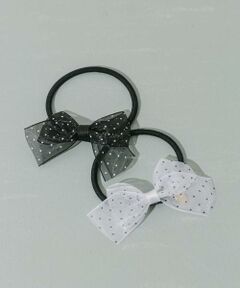 SMELLY / スメリー ヘアゴム・シュシュ | ドットシアーリボン2セットヘアポニー