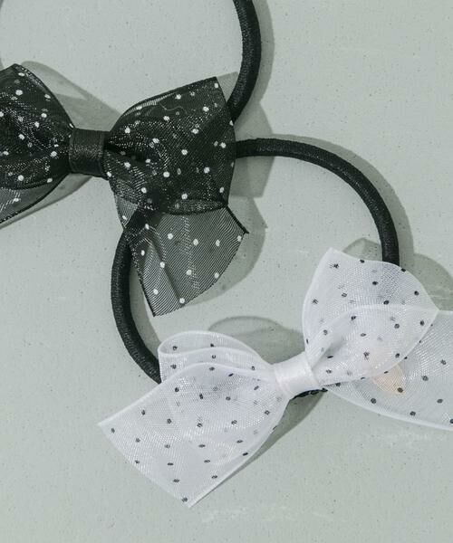 SMELLY / スメリー ヘアゴム・シュシュ | ドットシアーリボン2セットヘアポニー | 詳細1