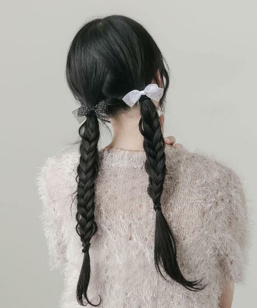 SMELLY / スメリー ヘアゴム・シュシュ | ドットシアーリボン2セットヘアポニー | 詳細2