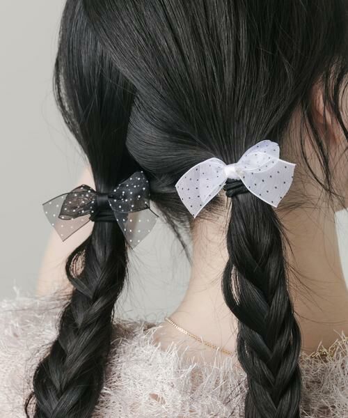 SMELLY / スメリー ヘアゴム・シュシュ | ドットシアーリボン2セットヘアポニー | 詳細4