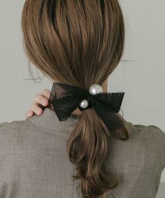 SMELLY / スメリー ヘアゴム・シュシュ | ビッグパールメッシュリボンヘアゴム