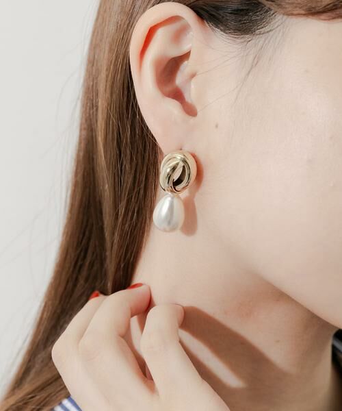 SMELLY / スメリー ピアス・イヤリング | クロスループティアドロップパールピアス | 詳細4