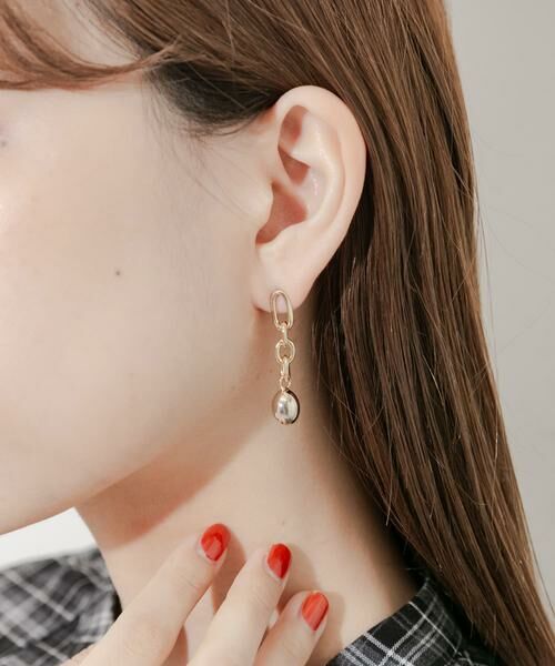 SMELLY / スメリー ピアス・イヤリング | メタルボールドロップチェーンピアス | 詳細2