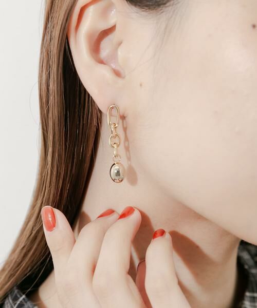 SMELLY / スメリー ピアス・イヤリング | メタルボールドロップチェーンピアス | 詳細3