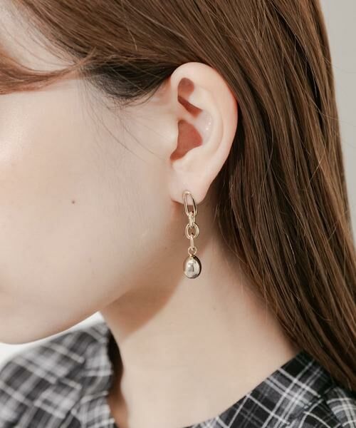 SMELLY / スメリー ピアス・イヤリング | メタルボールドロップチェーンピアス | 詳細5