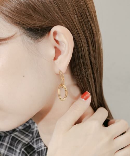 SMELLY / スメリー ピアス・イヤリング | ステンレスニュアンスオーバルチェーンピアス | 詳細1