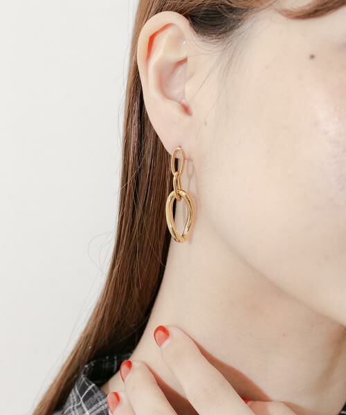 SMELLY / スメリー ピアス・イヤリング | ステンレスニュアンスオーバルチェーンピアス | 詳細3