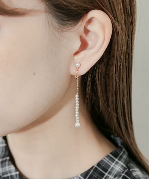 SMELLY / スメリー ピアス・イヤリング | パールラインロングチェーンイヤリング | 詳細1