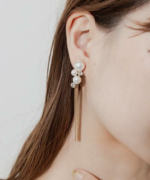 SMELLY / スメリー ピアス・イヤリング | パールビジューロングチェーンイヤリング | 詳細1