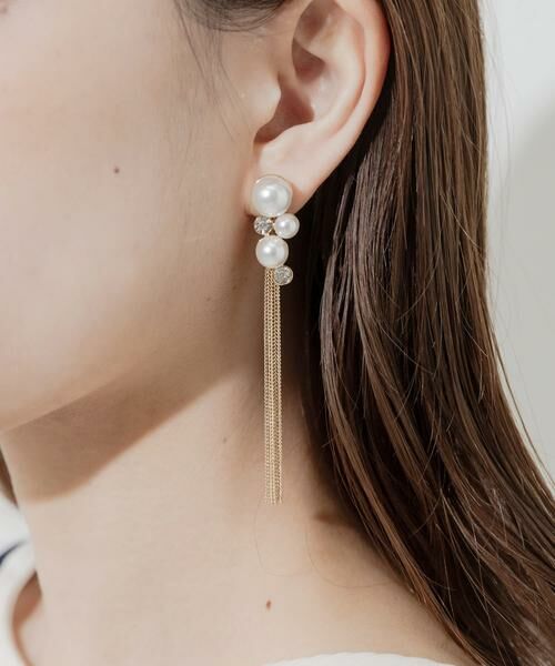 SMELLY / スメリー ピアス・イヤリング | パールビジューロングチェーンイヤリング | 詳細3