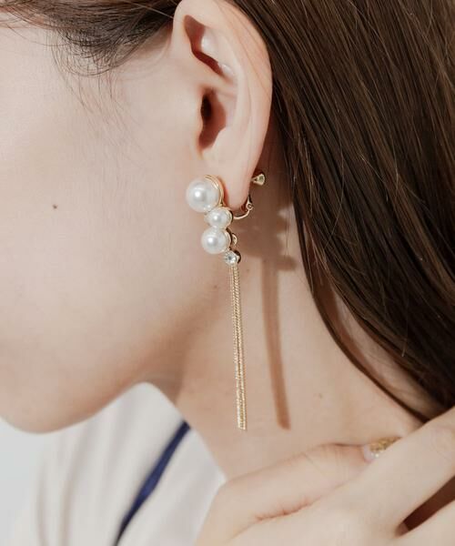 SMELLY / スメリー ピアス・イヤリング | パールビジューロングチェーンイヤリング | 詳細4