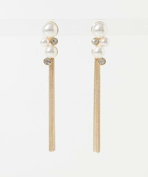 SMELLY / スメリー ピアス・イヤリング | パールビジューロングチェーンイヤリング | 詳細5