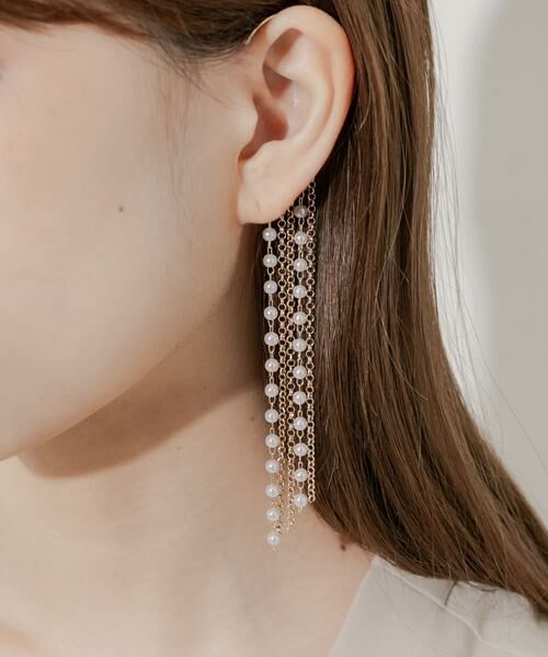 SMELLY / スメリー ピアス・イヤリング | ロングチェーンパールイヤーフック | 詳細1