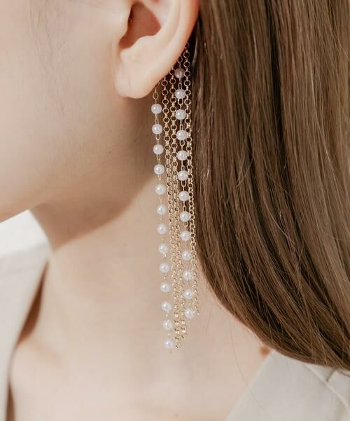 SMELLY / スメリー ピアス・イヤリング | ロングチェーンパールイヤーフック | 詳細2