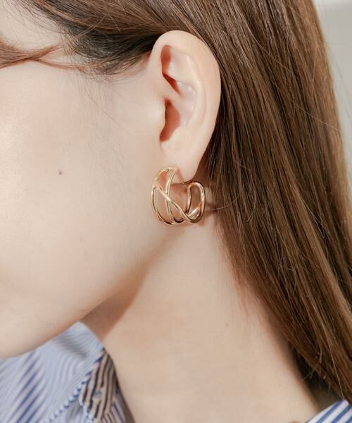 SMELLY / スメリー ピアス・イヤリング | ニュアンスメタルワイドフープイヤリング | 詳細1