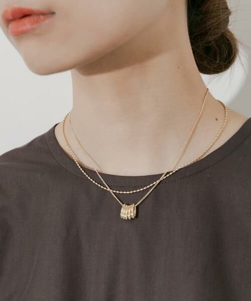 SMELLY / スメリー ネックレス・ペンダント・チョーカー | オーバルフープチャーム2セットネックレス | 詳細4