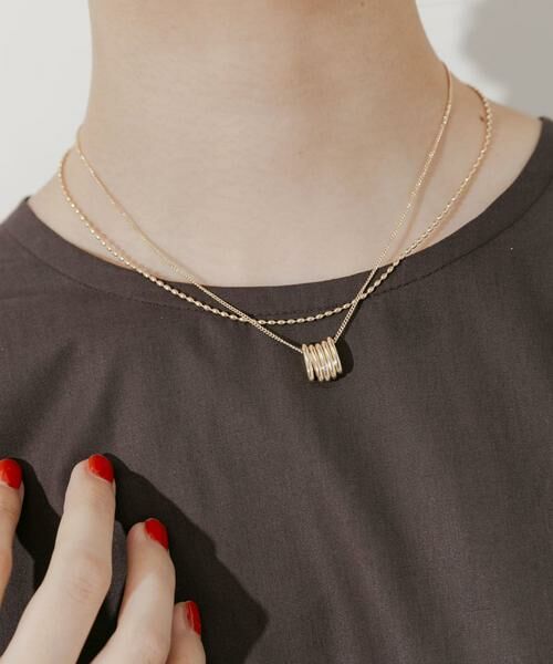 SMELLY / スメリー ネックレス・ペンダント・チョーカー | オーバルフープチャーム2セットネックレス | 詳細5