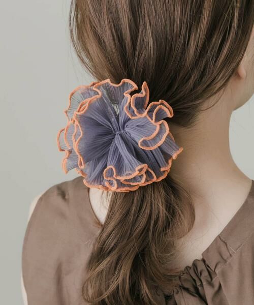 SMELLY / スメリー ヘアゴム・シュシュ | バイカラーシアーフリルシュシュ | 詳細1