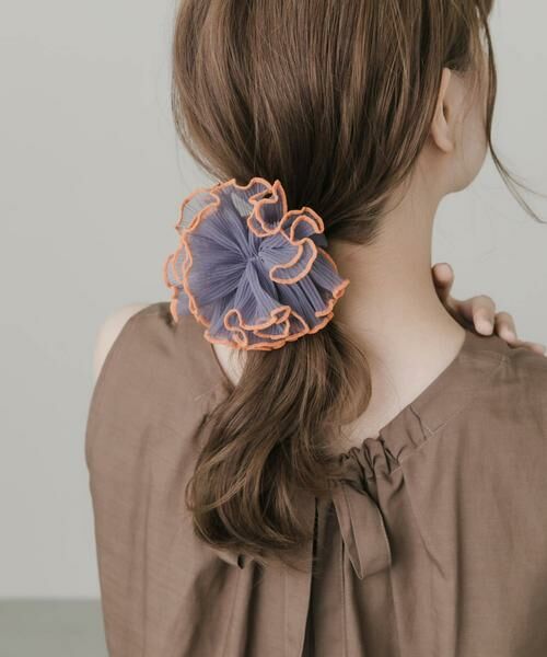 SMELLY / スメリー ヘアゴム・シュシュ | バイカラーシアーフリルシュシュ | 詳細2