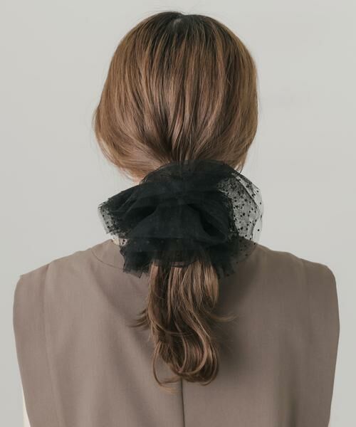 SMELLY/スメリー ドットチュールボリュームシュシュ ブラック -