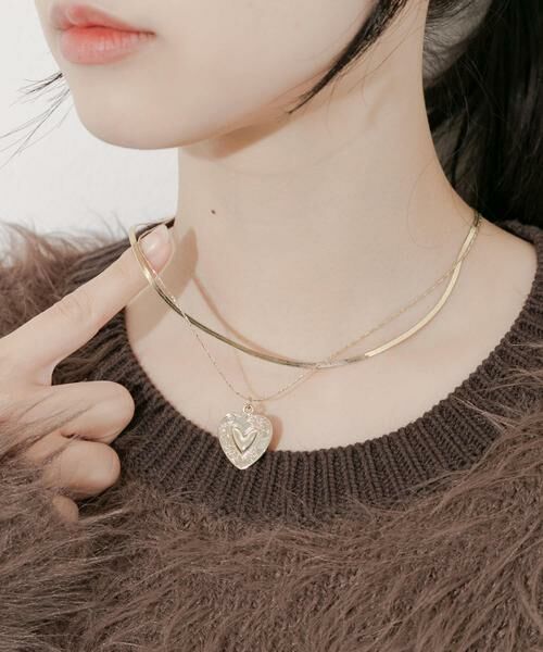 SMELLY / スメリー ネックレス・ペンダント・チョーカー | ハートプレートレイヤードネックレス | 詳細4