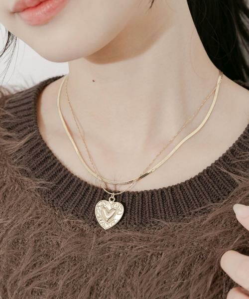SMELLY / スメリー ネックレス・ペンダント・チョーカー | ハートプレートレイヤードネックレス | 詳細5