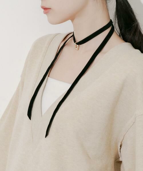 SMELLY / スメリー ネックレス・ペンダント・チョーカー | スクエアチャームベロアチョーカーネックレス | 詳細4