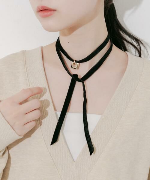 SMELLY / スメリー ネックレス・ペンダント・チョーカー | スクエアチャームベロアチョーカーネックレス | 詳細5