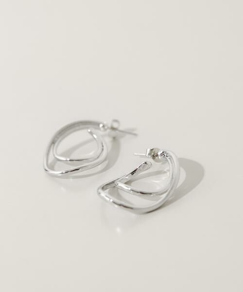 SMELLY / スメリー ピアス・イヤリング | ニュアンスメタルレイヤードフープピアス | 詳細1