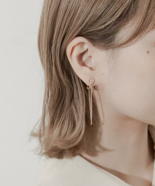 SMELLY / スメリー ピアス・イヤリング | ビジューロングチェーンイヤリング | 詳細1