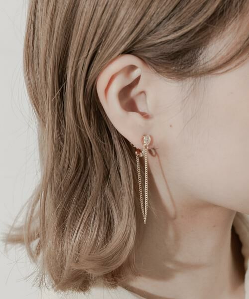 SMELLY / スメリー ピアス・イヤリング | ビジューロングチェーンイヤリング | 詳細2