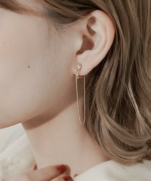 SMELLY / スメリー ピアス・イヤリング | ビジューロングチェーンイヤリング | 詳細5