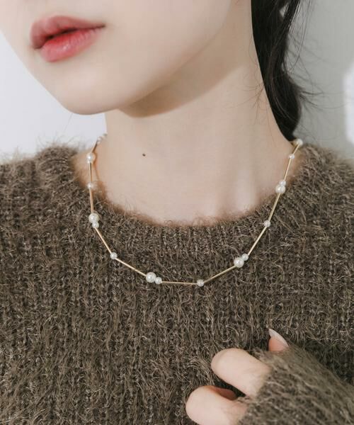 SMELLY / スメリー ネックレス・ペンダント・チョーカー | パールメタルバーネックレス（ゴールド系その他）