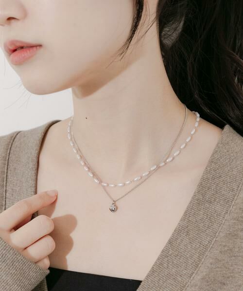 SMELLY / スメリー ネックレス・ペンダント・チョーカー | ステンレスハートトップパール2セットネックレス | 詳細2