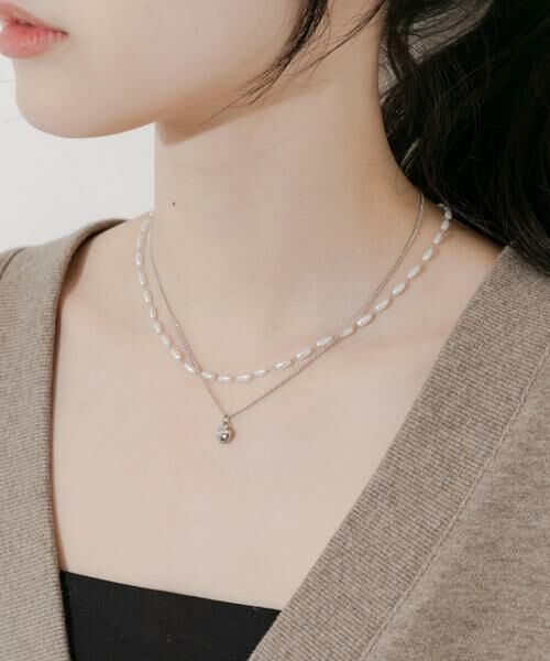 SMELLY / スメリー ネックレス・ペンダント・チョーカー | ステンレスハートトップパール2セットネックレス | 詳細3