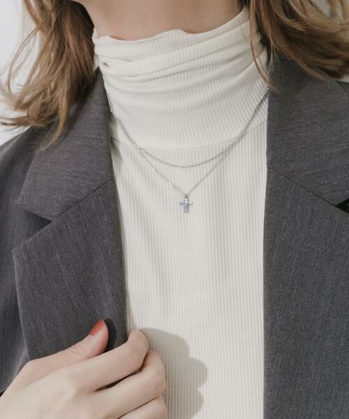 SMELLY / スメリー ネックレス・ペンダント・チョーカー | ステンレスクロストップレイヤードネックレス | 詳細1