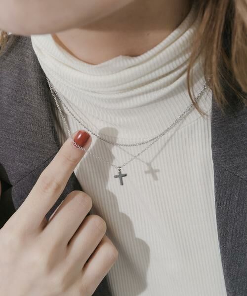 SMELLY / スメリー ネックレス・ペンダント・チョーカー | ステンレスクロストップレイヤードネックレス | 詳細3