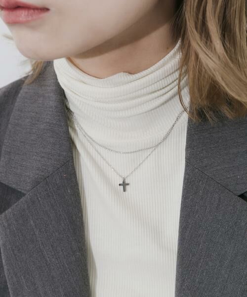SMELLY / スメリー ネックレス・ペンダント・チョーカー | ステンレスクロストップレイヤードネックレス | 詳細5
