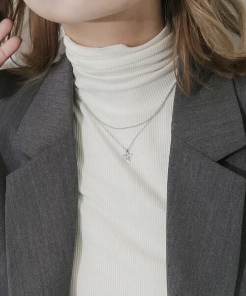 SMELLY / スメリー ネックレス・ペンダント・チョーカー | ステンレスクロストップレイヤードネックレス | 詳細6