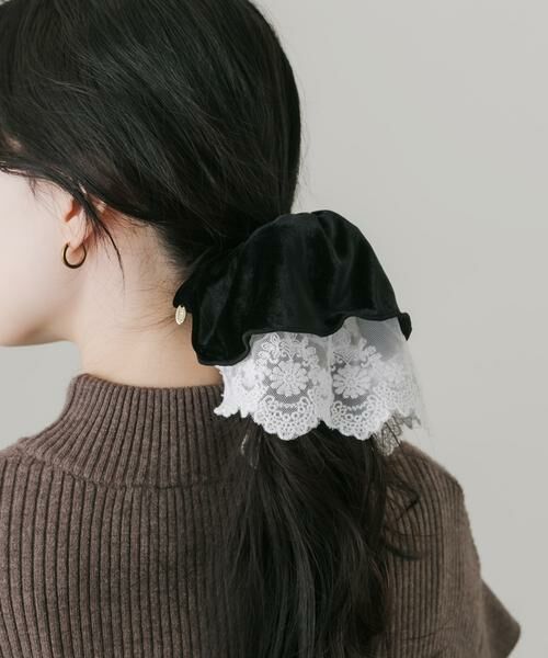 SMELLY / スメリー ヘアゴム・シュシュ | ベロアレースリバーシブルボリュームシュシュ | 詳細1