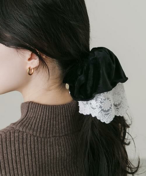 SMELLY / スメリー ヘアゴム・シュシュ | ベロアレースリバーシブルボリュームシュシュ | 詳細2