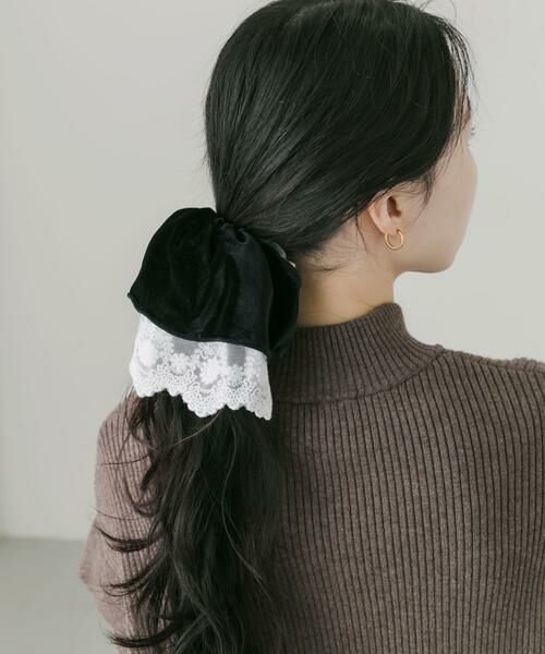 SMELLY / スメリー ヘアゴム・シュシュ | ベロアレースリバーシブルボリュームシュシュ | 詳細3