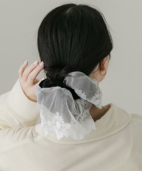 SMELLY / スメリー ヘアゴム・シュシュ | ベロアレースリバーシブルボリュームシュシュ | 詳細5